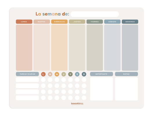 Planner Semanal en Vinil Removible para niños
