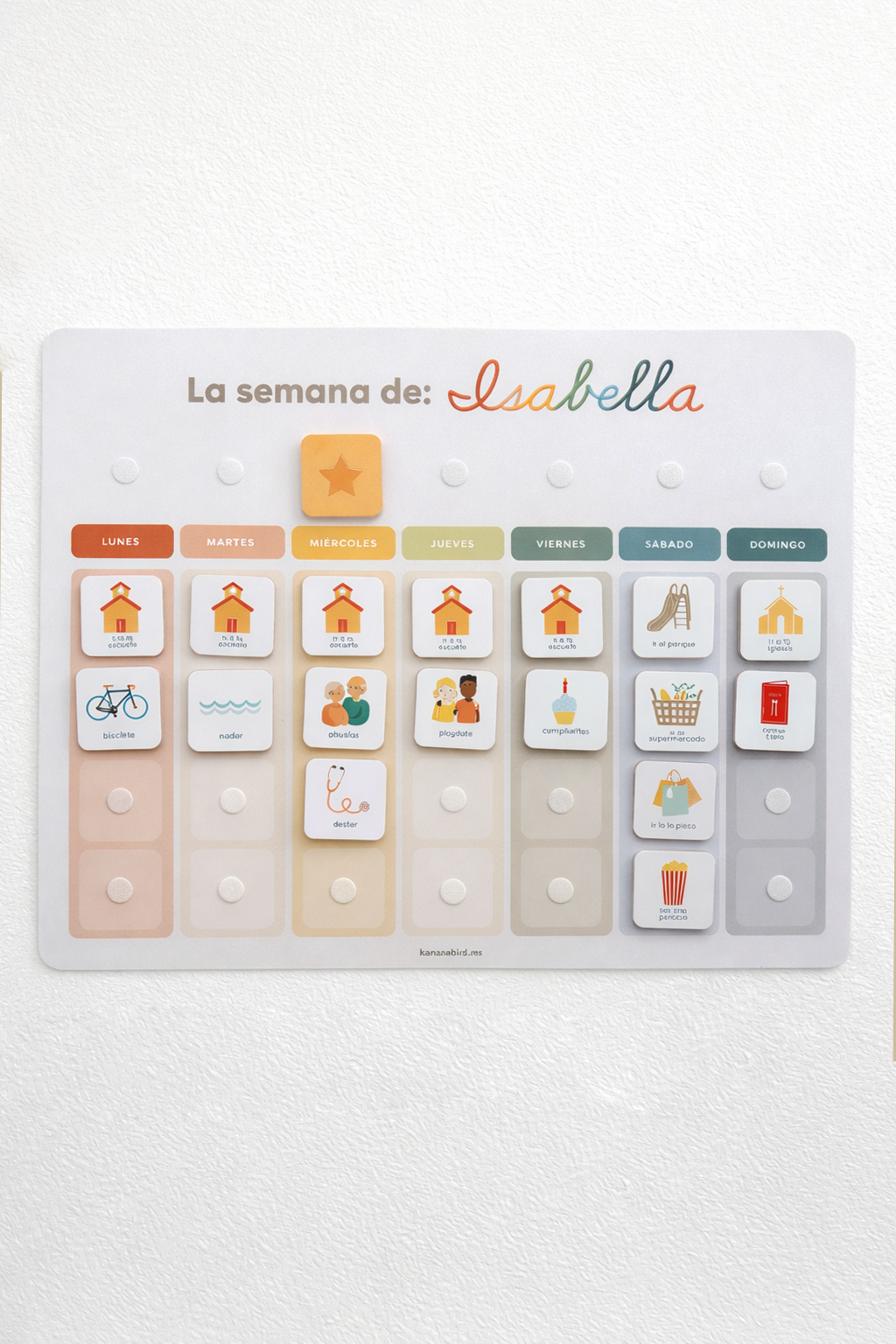 Tablero Semanal en Vinil Removible con velcros