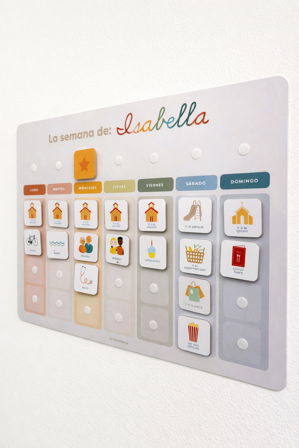 Tablero Semanal en Vinil Removible con velcros