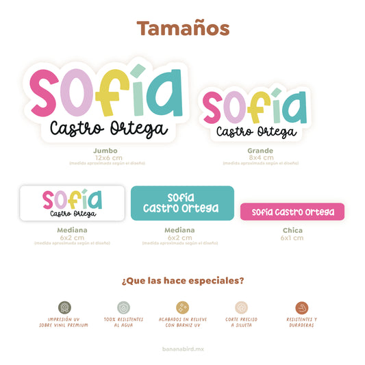 Paquetes de Etiquetas Escolares (Nombre en silueta)