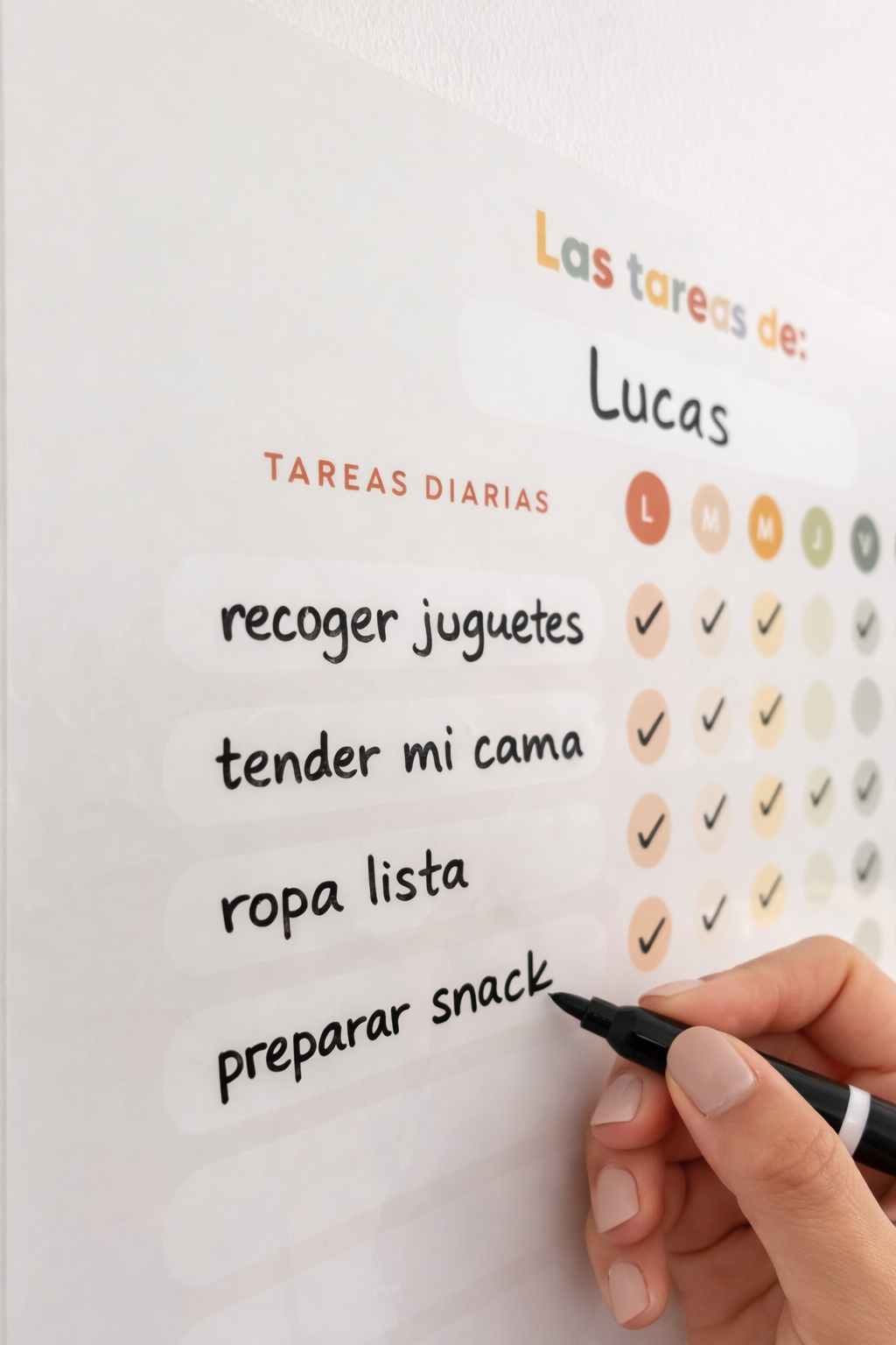 Tablero de Responsabilidades en Vinil Removible para niños de 8 años en adelante