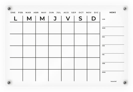 Planner MENSUAL DE 1 BLOQUE en acrílico transparente