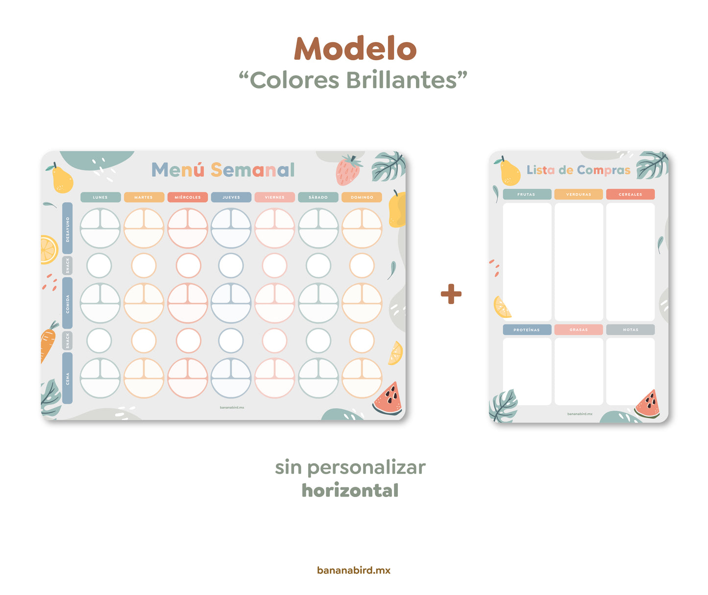 Kit de 2 planners magnéticos "Planner de Menú para Toddlers + Lista de Compras"