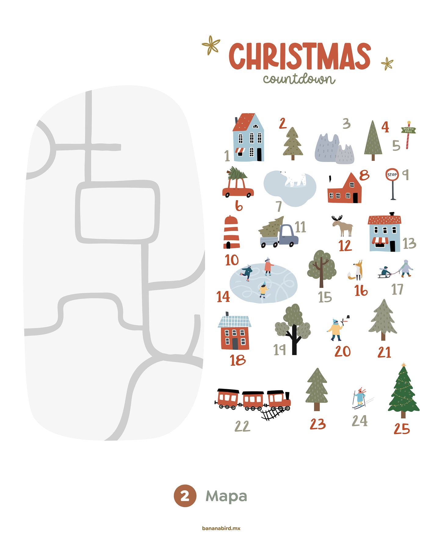 Calendario de adviento (stickers para pared reposicionables)