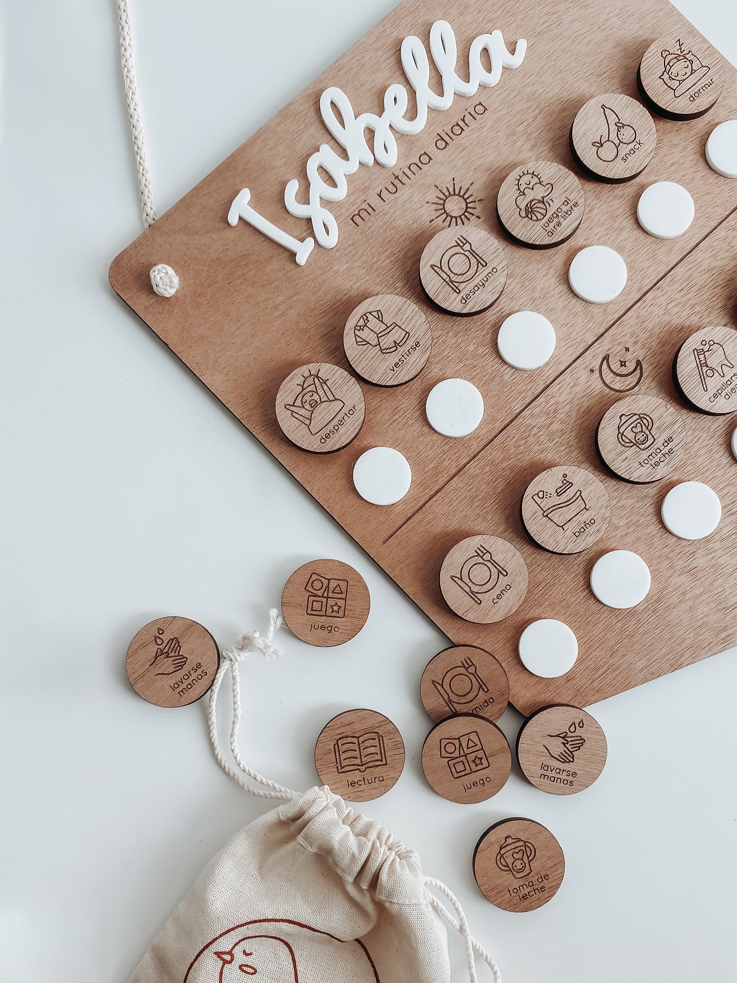 Tablero de rutinas en madera