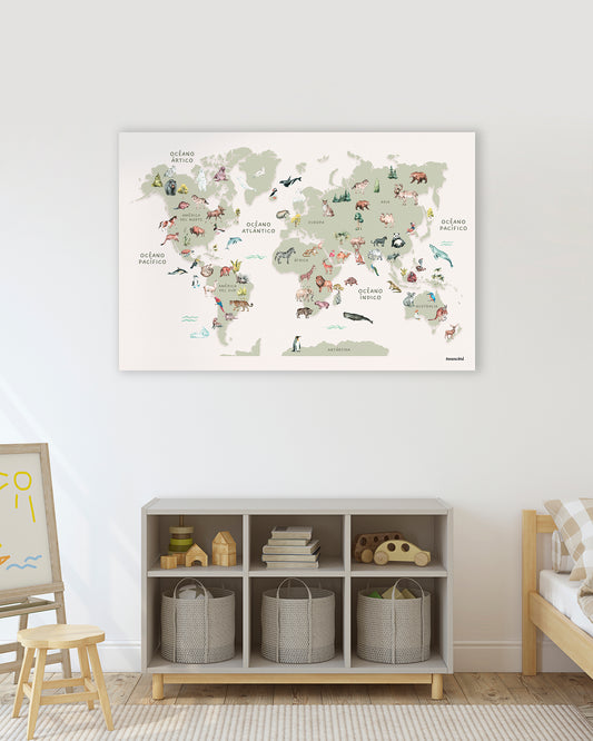Cuadro en Canvas  - Mapa del Mundo