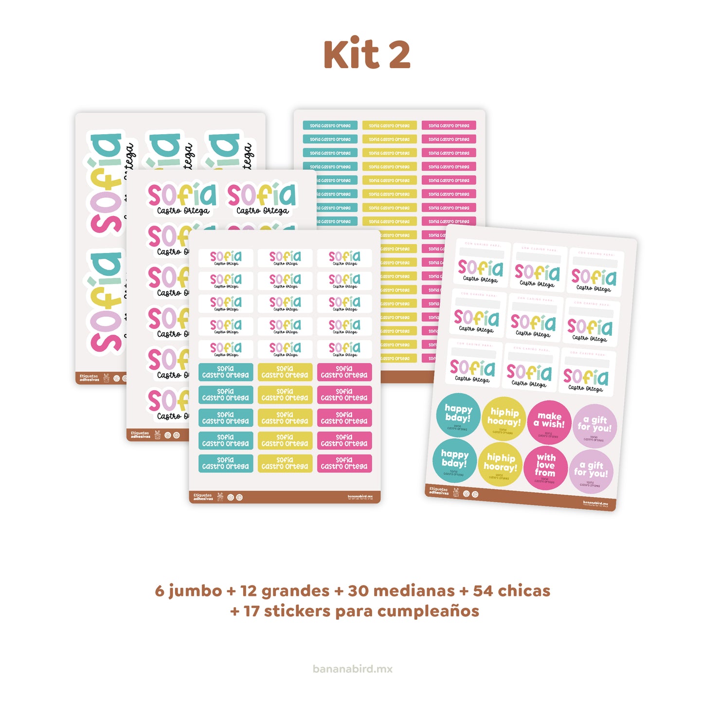 Paquetes de Etiquetas Escolares (Nombre en silueta)