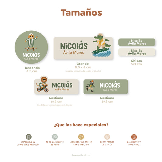 Paquetes de Etiquetas Escolares (Temáticas Clásicas)