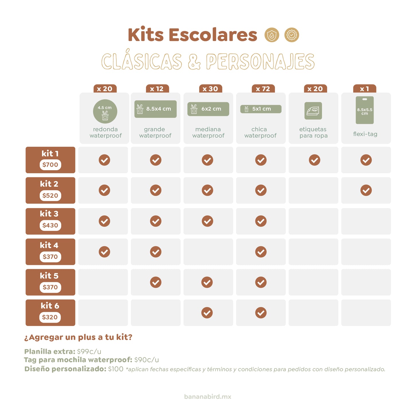 Paquetes de Etiquetas Escolares (Temáticas Clásicas)