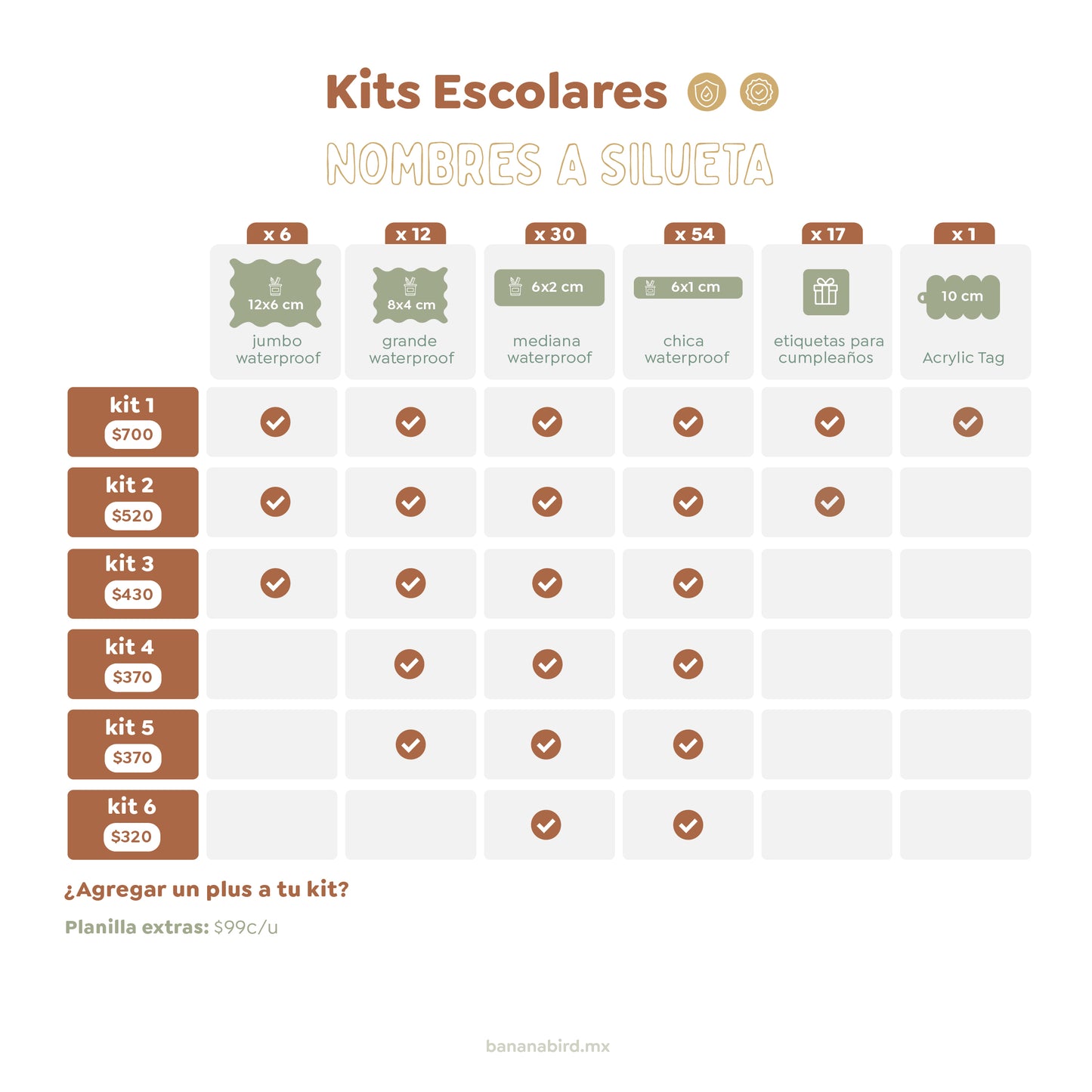 Paquetes de Etiquetas Escolares (Nombre en silueta)