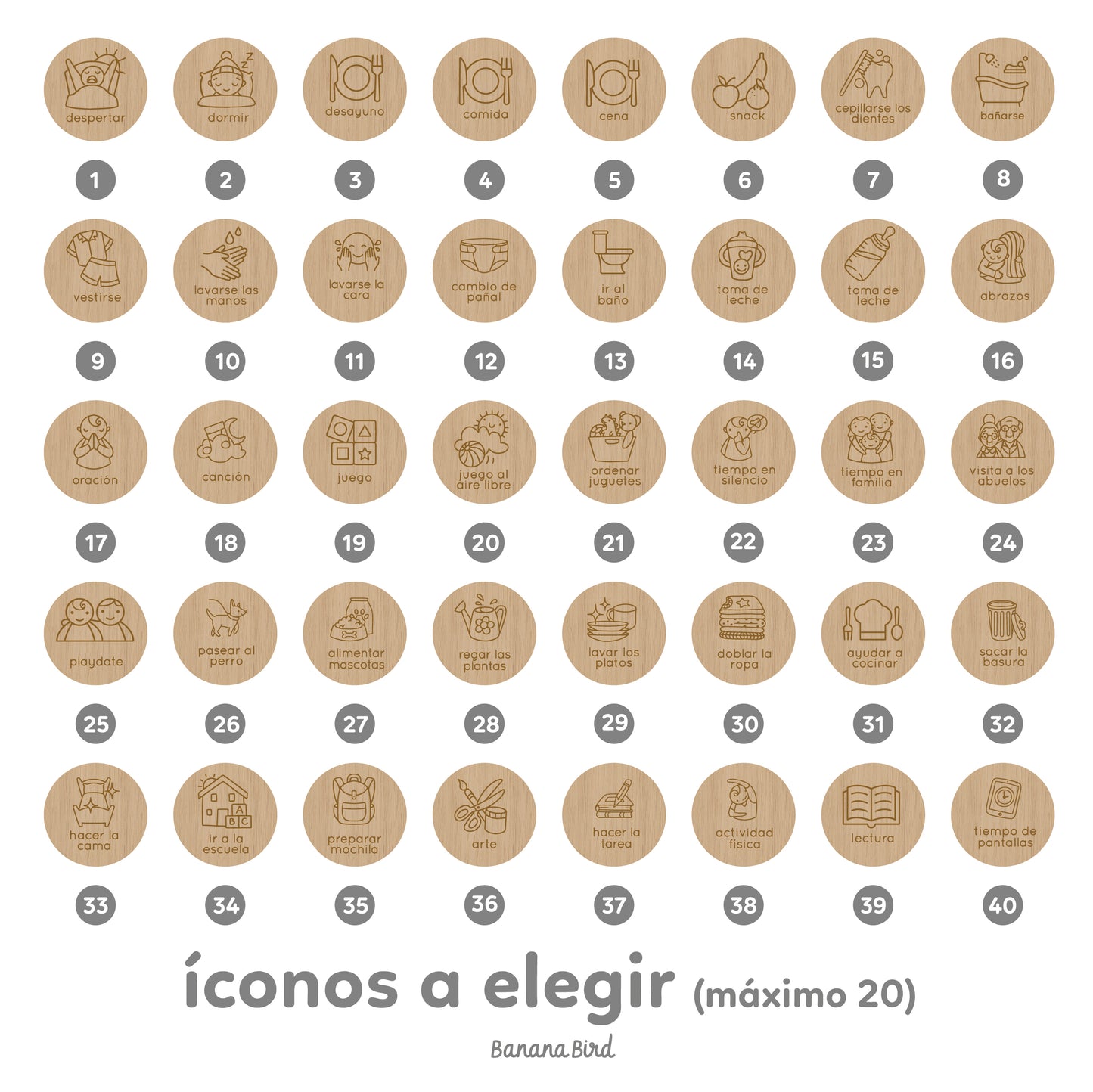 Tablero de rutinas en madera