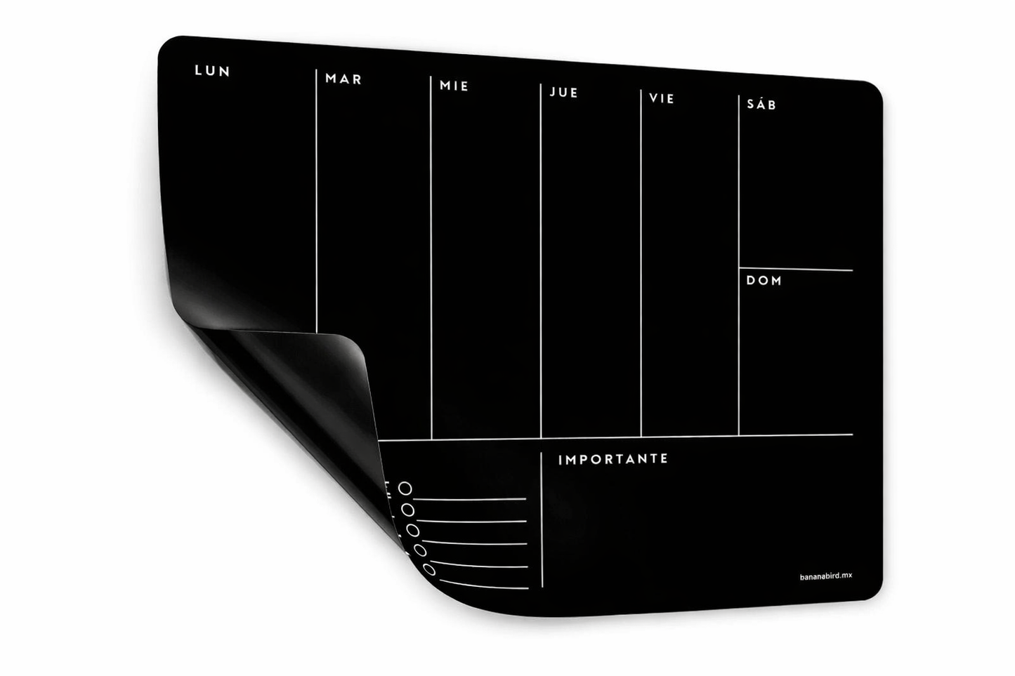 Planner magnético negro "Semanal con pendientes y notas"