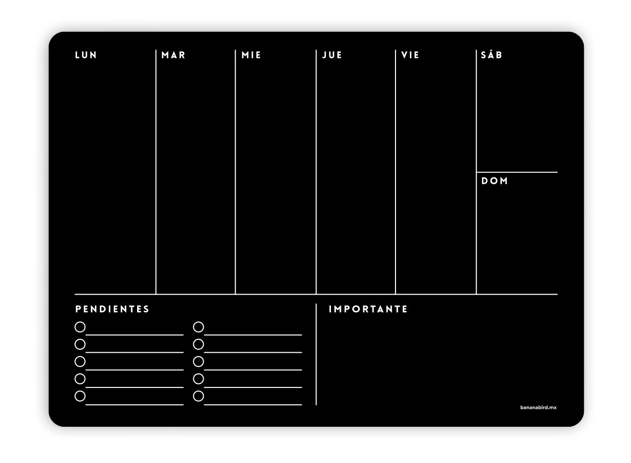 Planner magnético negro "Semanal con pendientes y notas"