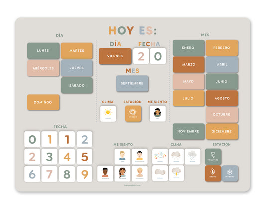 Tablero "Mi primer calendario" magnético