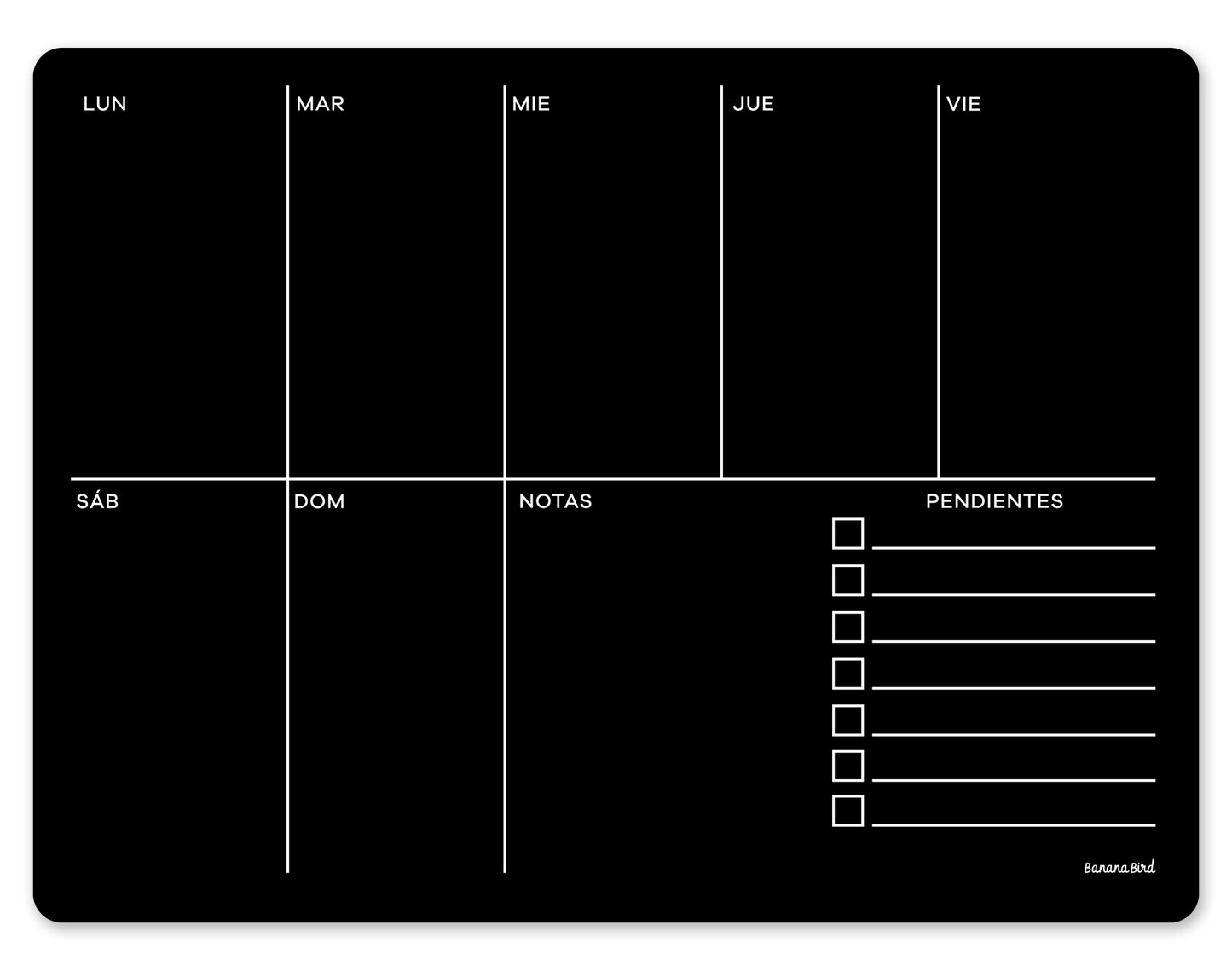 Planner magnético negro "Semanal con pendientes y notas"