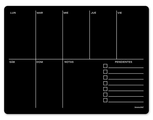 Planner magnético negro "Semanal con pendientes y notas"