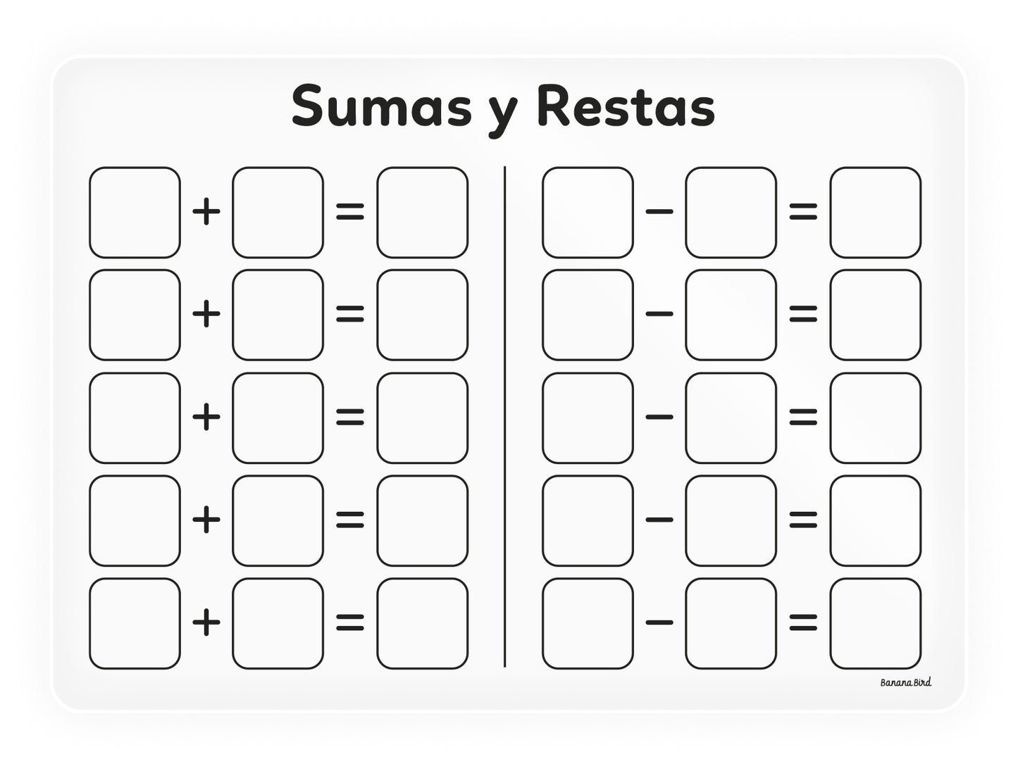 Tablero de acrílico - "Sumas y Restas" (LIQUIDACIÓN)